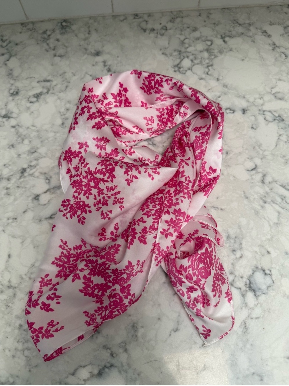 Women's Pink Floral Scarf - Lightweight Fashion Accessory